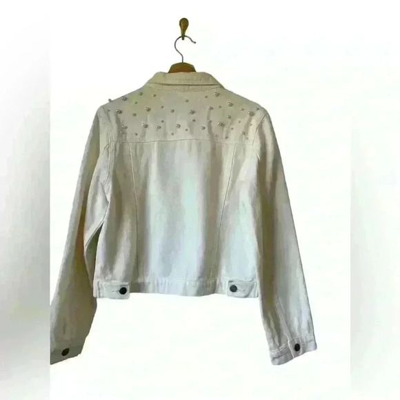 Untamed Petals Pearl Posy White Denim Jacket For Mrs. - Picture 6 of 14